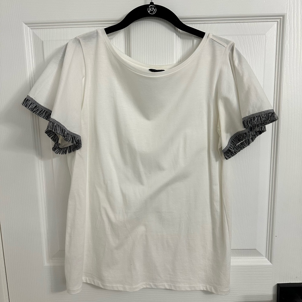 Ann Taylor White Top with Black Trim